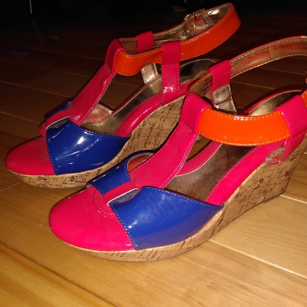 High heels sandals pink orange purple